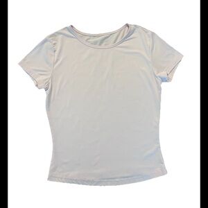 SHEIN Baby Pink Ribbed Knit Crop Top Tee Short Sleeve Women's Small (0703)